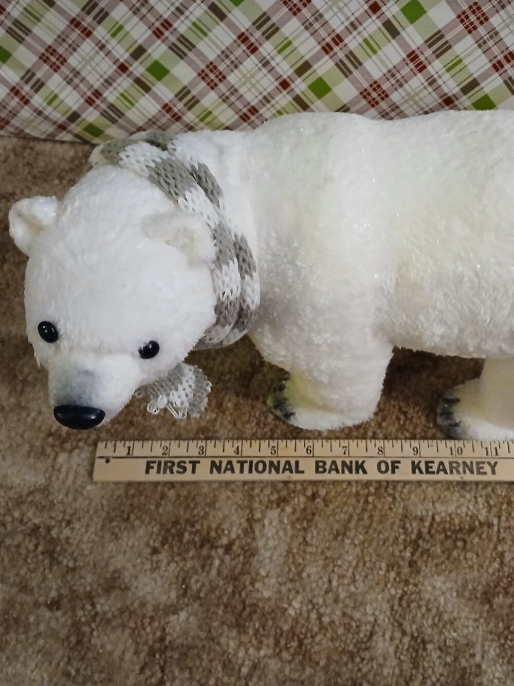 Faux Fur over Paper Mache Walking Polar Bear Indoor Christmas Winter Decoration - Picture 9 of 11